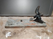 Ancien Porte photo Ancien Art Déco marbre et régule Décor oiseau ? années 40 50