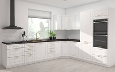 Cuisine En L ELBING 350X270CM Blanc Façades MDF Finition Au Choix