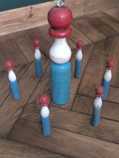  Jeu de quilles flamand ancien Estaminet Années 1950 Bois Rétro Vintage 