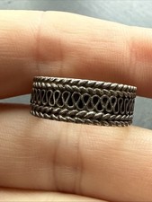 Ancienne Bague En Argent Massif 925 Jonc Alliance Anneaux Créateur ethnique