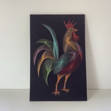 Tableau String Art Seventies Fils Multicolore Vintage 1970 Coq France