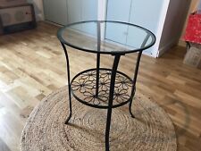  TABLE BASSE RONDE fer forgé plateau verre haut62 long48.5 larg 48.5 comme neuf