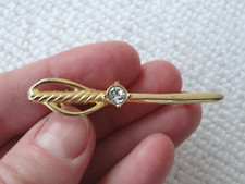 Broche doré Épée Garde Sabre avec Cristal ancien avec poinçon Vintage plaqué or
