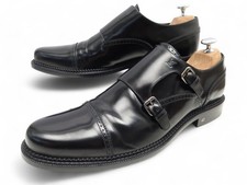 CHAUSSURES LOUIS VUITTON MOCASSIN BI BOUCLE 9.5 43.5 CUIR VERNI NOIR SHOES 950€
