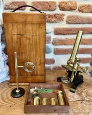 Ancien Microscope XIXème R - FIELD & SON 1855 Coffret Bois et Accessoires