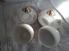 LOT DE 2 TASSES ET SOUCOUPES COMMUNION PORCELAINE LIMOGES