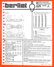 BERLIET / GR 200 A / CAMION PORTEUR ou TRACTEUR / FICHE TECHNIQUE de 1971