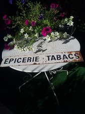 ANCIENNE ENSEIGNE DOUBLE FACE DE MAGASIN ÉPICERIE TABACS