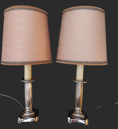 Paire bougeoirs lampes - de,