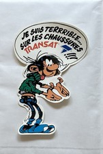 FRANQUIN. GASTON LAGAFFE TRÈS RARE Autocollant PUB CHAUSSURES TRANSAT. 1982