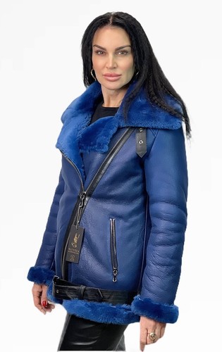 Néon bleu femme peau mouton - peau,