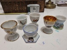 Lot de 6 coquetiers anciens vintage en porcelaine et faïence , parfait état 