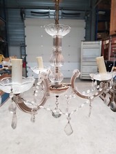 Petit lustre ancien à pampilles 3 feux, Manque quelques Pampilles