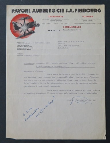 Facture suisse 1948 fribourg - 1948,