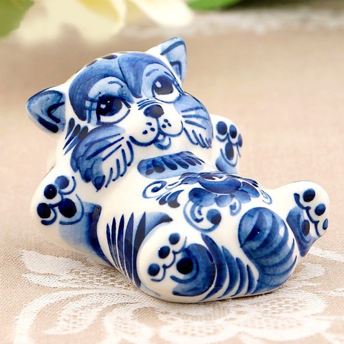 Figurine chat couché - figurine,