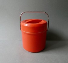 seau à glaçons en plastique orange, Gilac France, vintage années 70, seventies