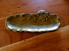 Ancien Porte crayon plume  en laiton décor floral