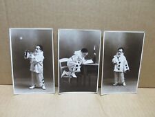 PIERROT ensemble de 3 cartes photos enfant en costume de Pierrot gros plans
