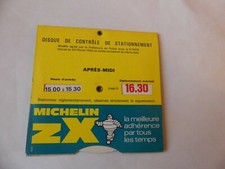 DISQUE DE CONTROLE DE STATIONNEMENT VINTAGE MICHELIN ZX FOND VERT CLAIR