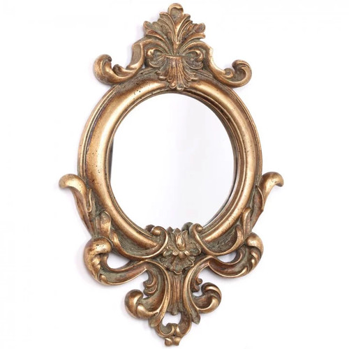 Miroir doré rond résine - miroir, en