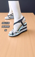 Couleur Pourpre 36 Chaussures ouvertes espadrilles escarpins bleu noir gris