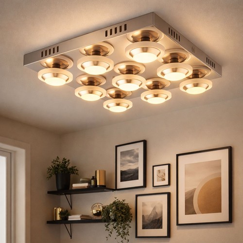 Lampe plafond led chromée - lampe, de