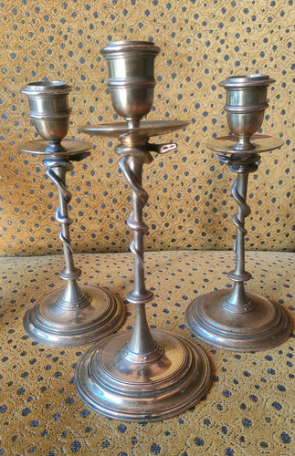 Anciens bougeoirs bronze - anciens,