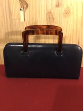 petit sac à main cuir vintage bleu marine