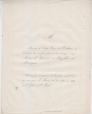 1856 Faire-part mariage René de ROBIEN & Yolande de SANZILLON de MENSIGNAC Paris