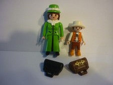 Playmobil 3803 5342  femme  avec enfant western robe verte cowboy diligence