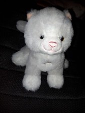 F1/ Doudou peluche GIPSY CHAT gris blanc Sonore miaule H 19cm L 20cm Sans Queue 