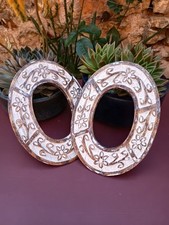 Magnifique Duo de Petit Encadrement, Cadre Ovale Orientale en Bois Vintage