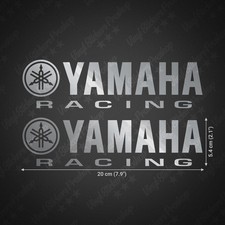 2 stickers YAMAHA Racing 20 cm ARGENT logo tuning moto autocollant  réservoir