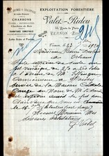 VERNON (27) BOIS & CHARBON ,SCIERIE EXPLOITATION FORESTIERE "VALET & RIDOU" 1920