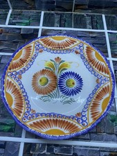 Assiette Henriot Quimper Faïence décorative peinte à la main decor floral 25 cm
