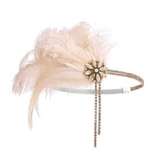 1920s Plume Flapper Coiffeuse Rose Cristal Gatsby Bandeau Prom Mariage Access...
