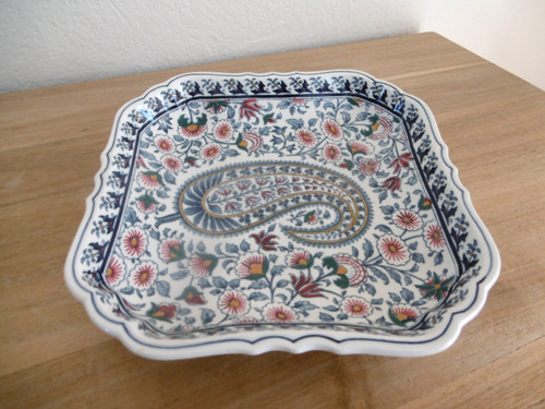 Plat carre faience gien - plat,