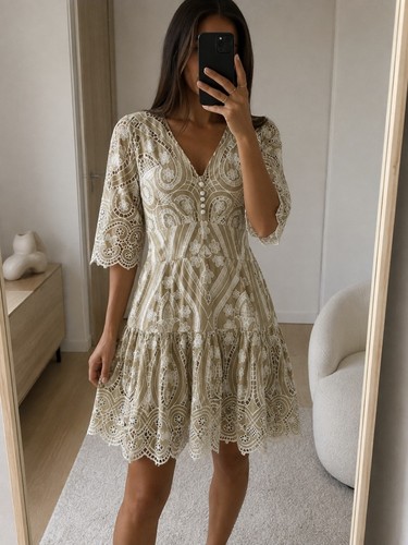 Sandro robe dentelle - dentelle, coton