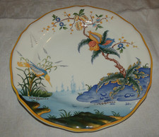 Superbe assiette plate en faïence de Gien  modèle Caraïbes  diamètre 26 cm  TBE
