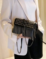 Sac À Main À Bandoulière Noir En Similicuir Clouté Femme Épaule Mode Tendance FR