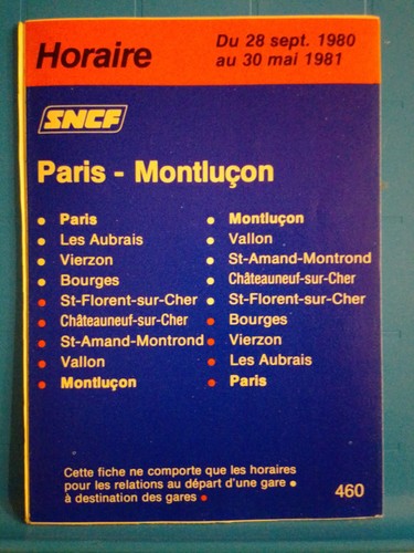Horaires paris montluçon - horaires,