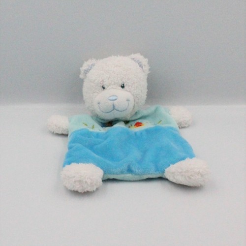 Doudou plat ours - bleu, papillon