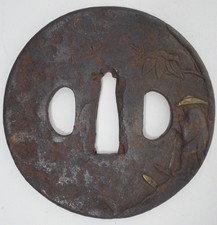 Feuille gravée en fer Tsuba