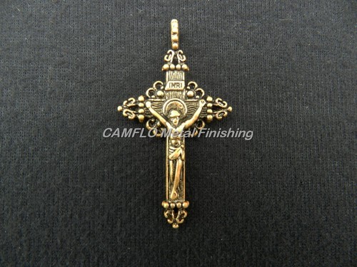 24k gold plated cross charm - 24k,
