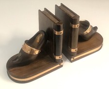 Paire de Serre livres vintage cale Livre Bloc Livre en bois