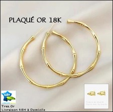 PLAQUÉ OR 18K CREOLES BAMBOU