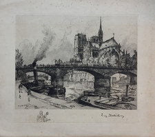 Eugène Delécluse gravure originale salon des artistes Français Notre Dame Paris