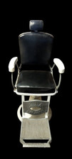 Fauteuil De Barbier Ancien Années 50/60 (Original) Vintage Aluminium Cuir