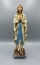 Statue ancienne religieuse – Vierge Marie en prière – plâtre polychrome