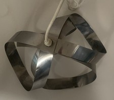 Luminaire suspension lamelles métal chromé 1970's style  Max Sauze J Trocmé